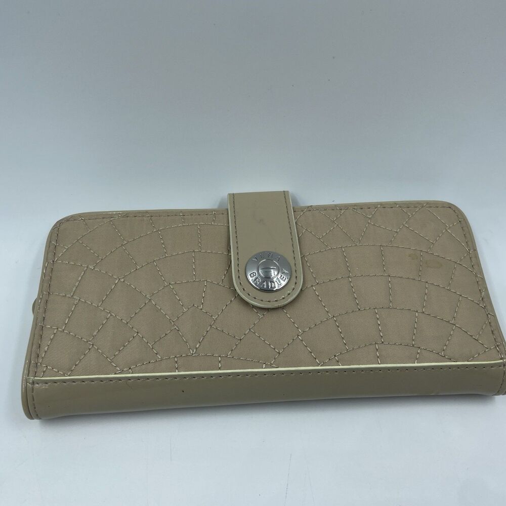 Vera Bradley tan khaki CAFE WALLET fold w/ coin - Picture 1 of 15